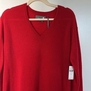 Anthropologie v neck cashmere sweater in crimson red. New and with tags!